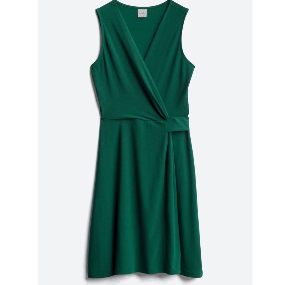 Kaileigh Seanna Faux-Wrap Knit Dress, Forest Green